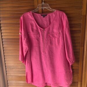 Ellen Tracy Pink Tunic Top with 3/4 Sleeves Size 1X